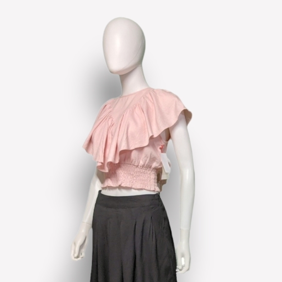 Nordstrom Open Edit Crop Ruffled Top, XS - Picture 8 of 9